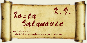 Kosta Valanović vizit kartica